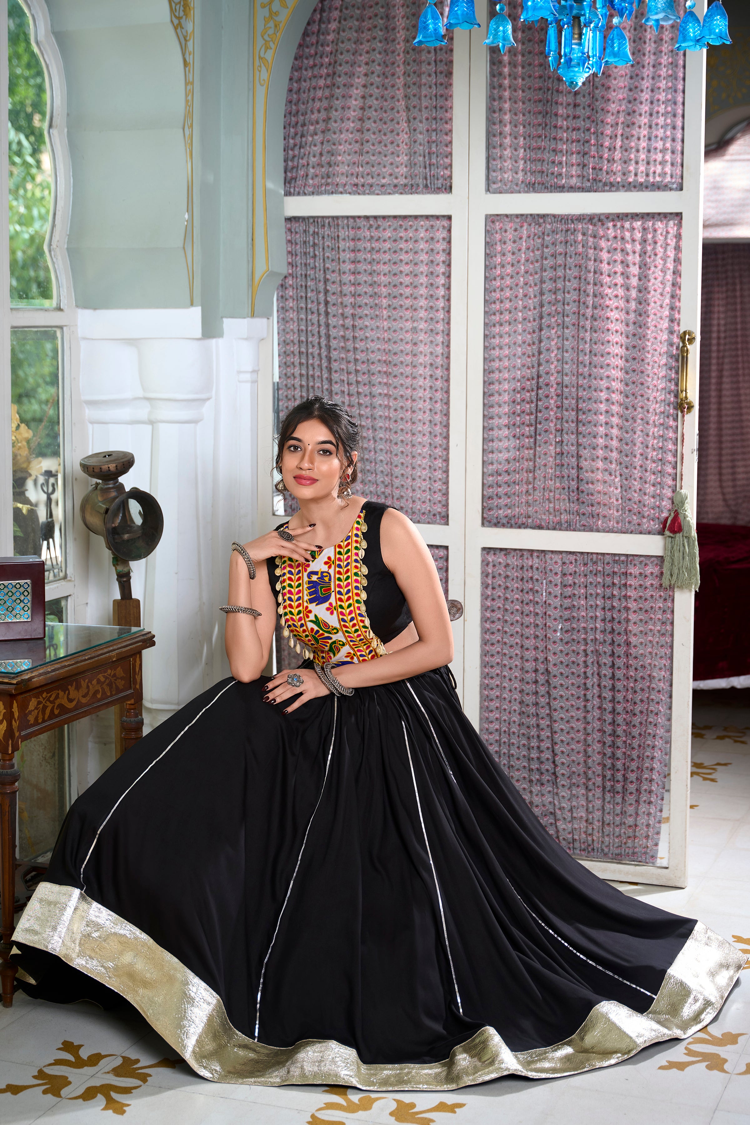 Festive Fashion atIts Best: Rayon Lehenga and Gamthi Work Blouse for Navratri β¨π